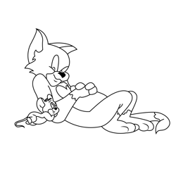 Tom And Jerry Sitting Together Free Coloring Page for Kids
