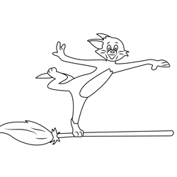 Tom On Flying Sorceress Free Coloring Page for Kids