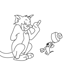 Tom Says Hi To Jerry Free Coloring Page for Kids