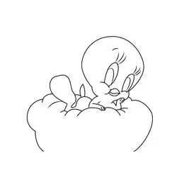 Tweety Bird Sleeping On Pillow Free Coloring Page for Kids