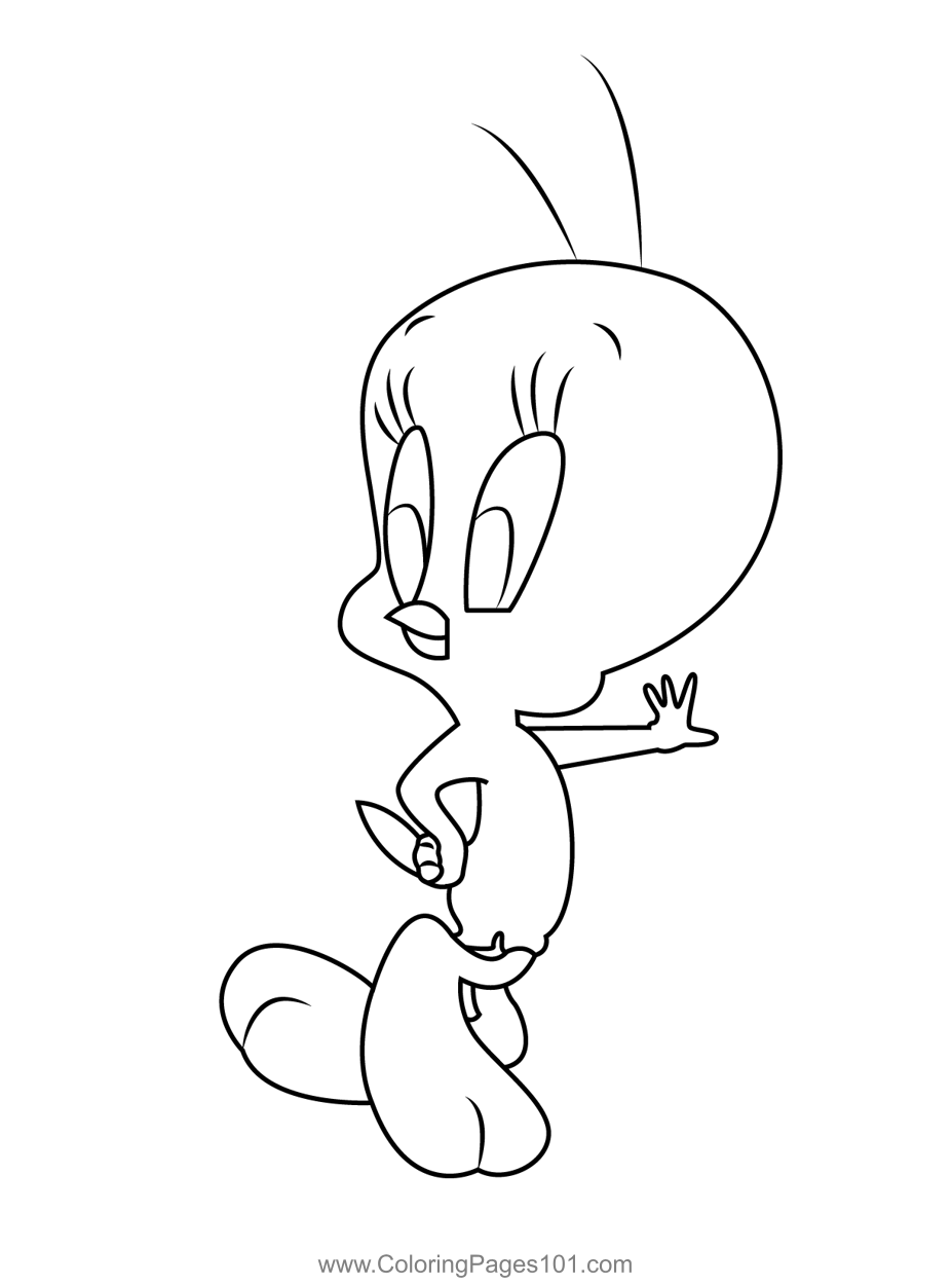 Tweety Bird Standing Coloring Page for Kids - Free Tweety Printable