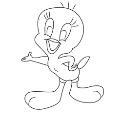 Tweety Showing Something Free Coloring Page for Kids