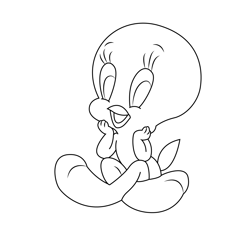Tweety Sitting Free Coloring Page for Kids