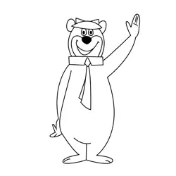 Yogi Bear Say Hi Free Coloring Page for Kids