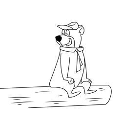Yogi Bear Sitting On Wood Free Coloring Page for Kids