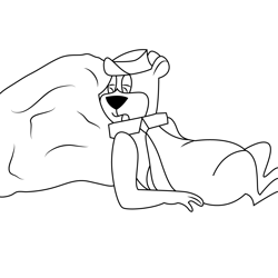 Yogi Bear Sleeping Free Coloring Page for Kids