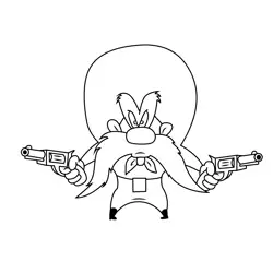 Yosemite Sam With Guns Free Coloring Page for Kids