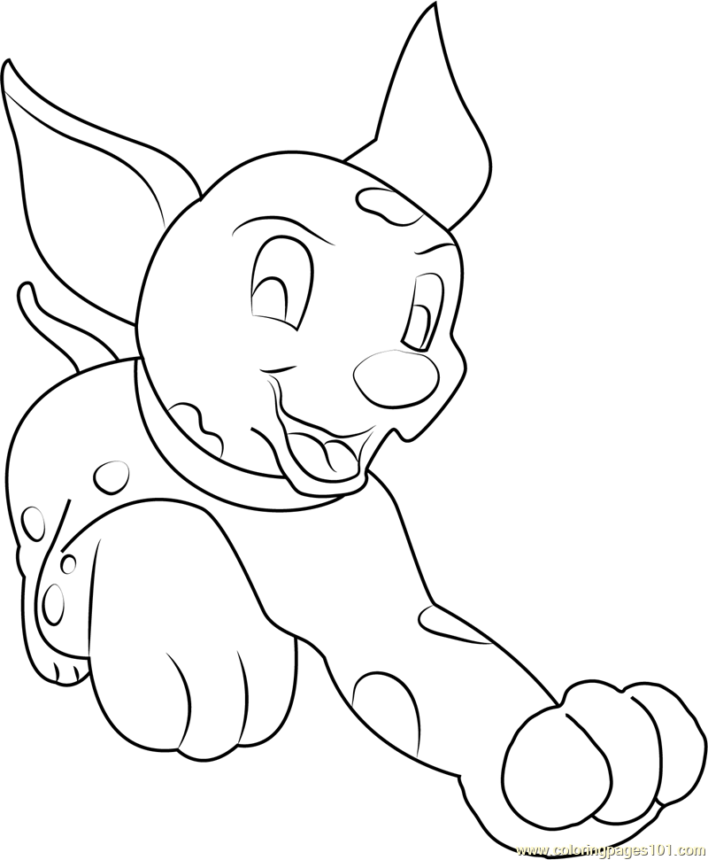 Happy Running Dalmatian Coloring Page for Kids - Free 102 Dalmatians