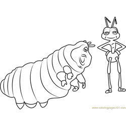 Caterpillar and Flik Free Coloring Page for Kids