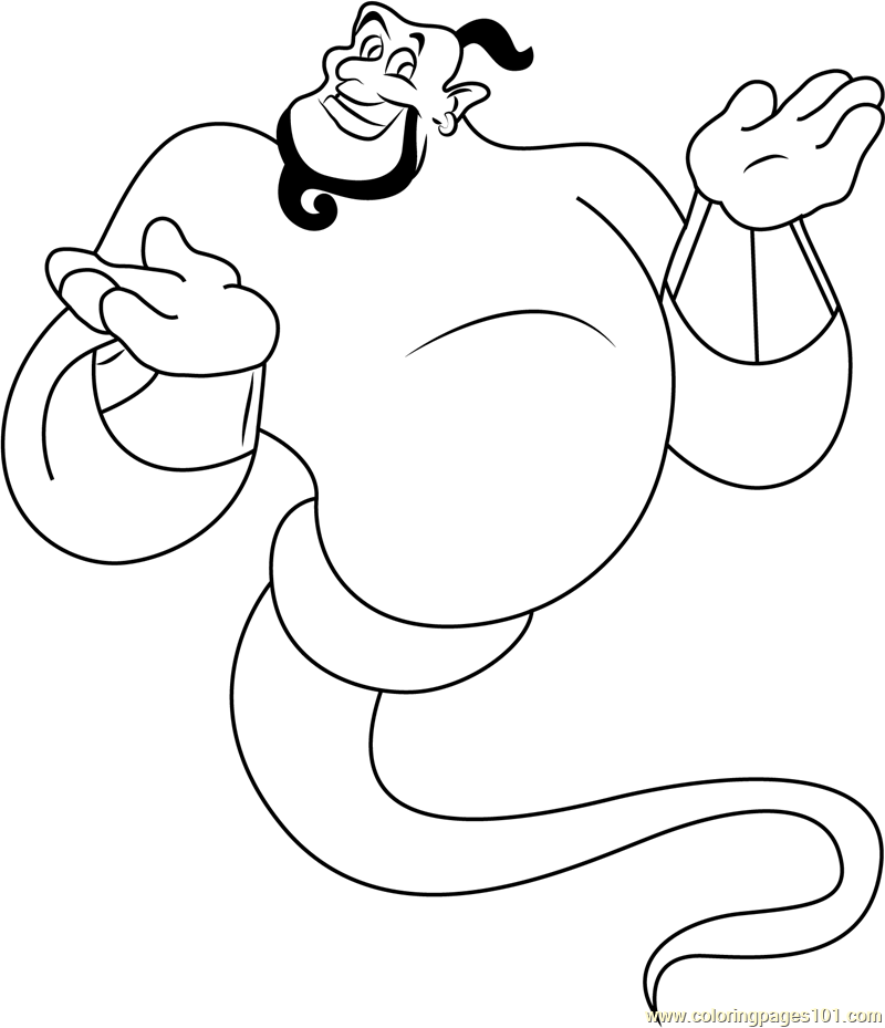 Genie Coloring Page for Kids Free Aladdin Printable Coloring Pages