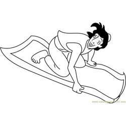 Aladdin See Back Free Coloring Page for Kids