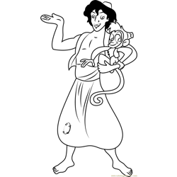 Aladdin and Abu Free Coloring Page for Kids