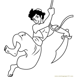 Aladdin going to War Free Coloring Page for Kids