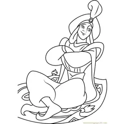 Happy Aladdin Free Coloring Page for Kids