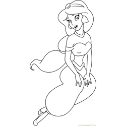 Jasmine Princess of Agrabah Free Coloring Page for Kids