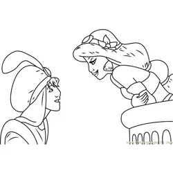 Jasmine and Aladdin Get Together Free Coloring Page for Kids