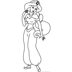Princess Jasmine Shy Free Coloring Page for Kids