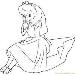 Alice Crying Free Coloring Page for Kids
