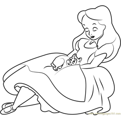 Alice Sleeping Free Coloring Page for Kids