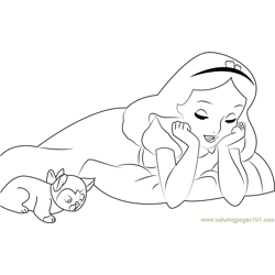 Alice Thinking Free Coloring Page for Kids