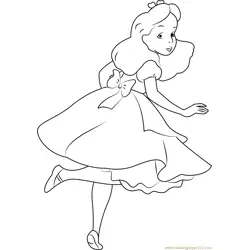 Alice looking Back Free Coloring Page for Kids