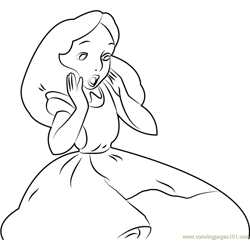 Alice with Shocks in Wonderland Free Coloring Page for Kids