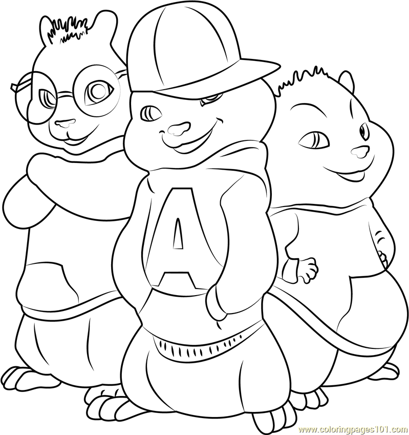 The Chipmunks Coloring Page for Kids - Free Alvin and the Chipmunks