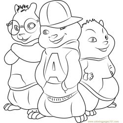 The Chipmunks Free Coloring Page for Kids