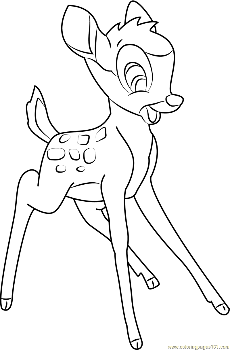 Happy Bambi Coloring Page for Kids - Free Bambi Printable Coloring