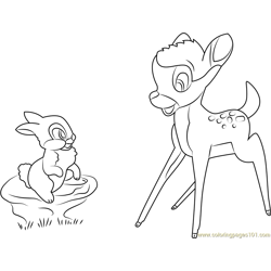 Bambi And Thumper Free Coloring Page for Kids
