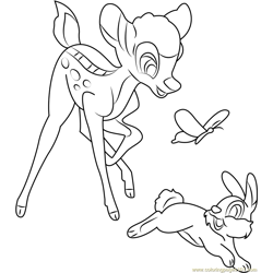 Bambi Running Free Coloring Page for Kids