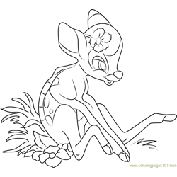 Bambi Sitting Free Coloring Page for Kids