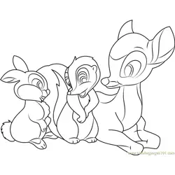 Bambi Sitting with Rabbit and Squirrel