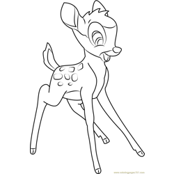 Happy Bambi Free Coloring Page for Kids