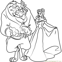 Belle and Beast are Going Free Coloring Page for Kids