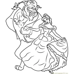 Belle and Beast Free Coloring Page for Kids