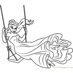 Happy Princess Belle Free Coloring Page for Kids