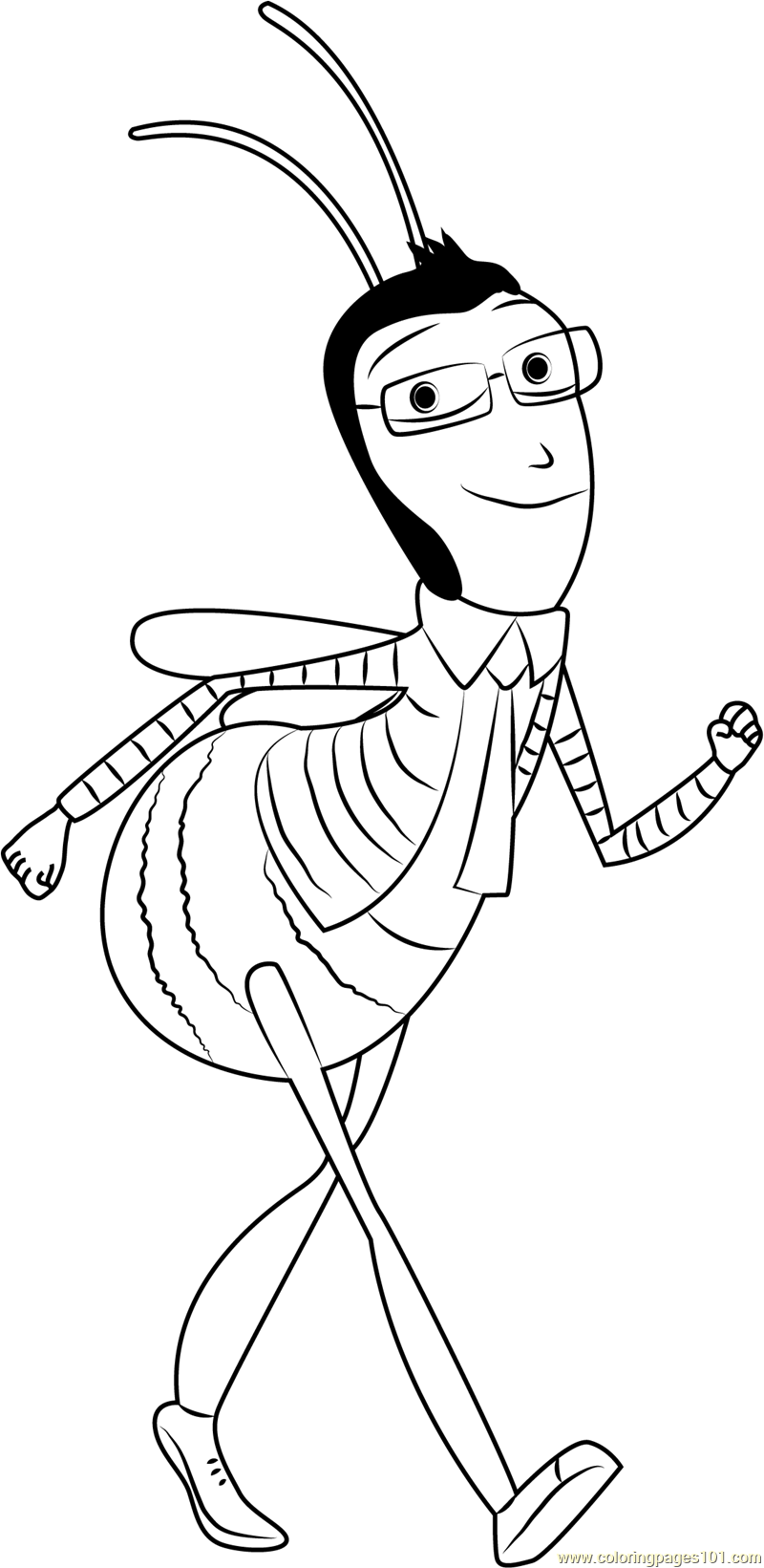 Adam Flayman Going Coloring Page for Kids - Free Bee Movie Printable