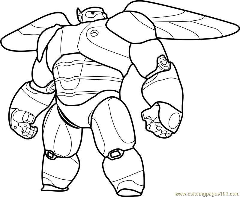 Baymax Armor Coloring Page for Kids Free Big Hero 6 Printable