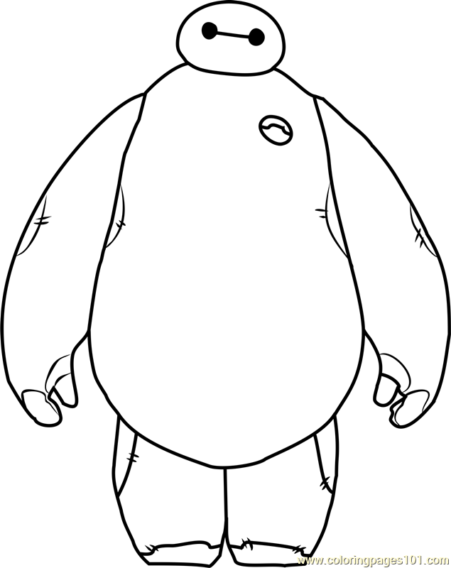 Baymax Coloring Page for Kids - Free Big Hero 6 Printable Coloring