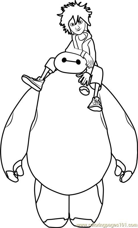 Hiro and Baymax Coloring Page for Kids - Free Big Hero 6 Printable