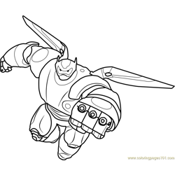 Baymax Inflight Free Coloring Page for Kids