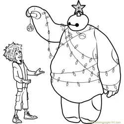 Hiro and Baymax Christmas Free Coloring Page for Kids