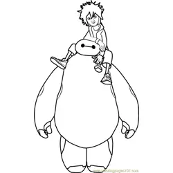 Hiro and Baymax Free Coloring Page for Kids