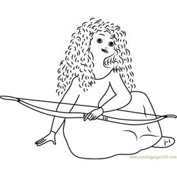Merida with Bow and Arrow Free Coloring Page for Kids