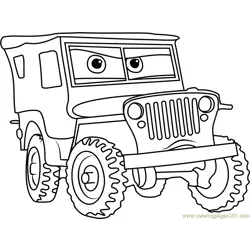 Sarge from Cars 3 Free Coloring Page for Kids