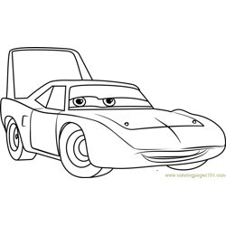 The King aka Strip Weathers from Cars 3 Free Coloring Page for Kids