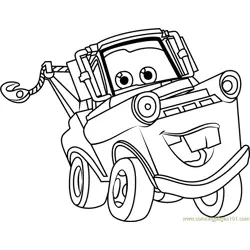 Tow Mater from Cars 3 Free Coloring Page for Kids