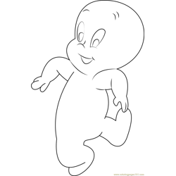 Casper Dancing Free Coloring Page for Kids