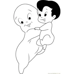 Casper Playing with Baby Free Coloring Page for Kids